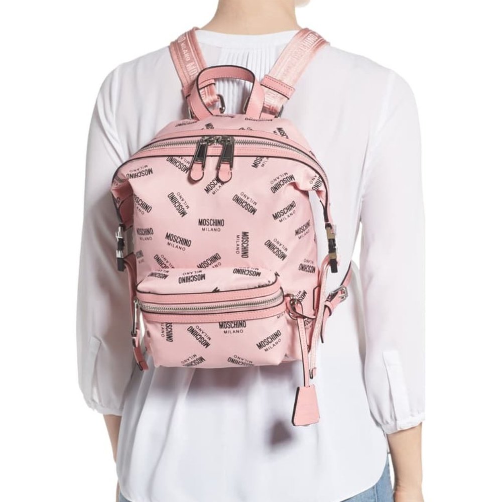 Moschino Small Logo Backpack Pink - Couture